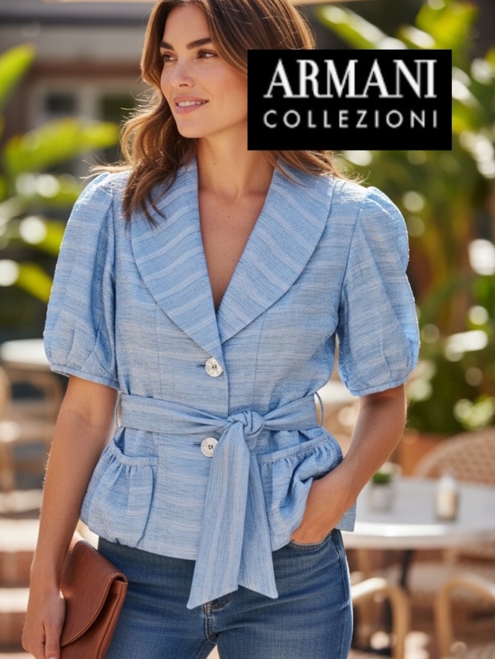 NEW Authentic Armani Collezioni Blue silk jacket/top, 2, GD1267